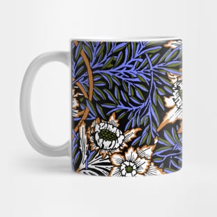 William Morris Tulip and Willow Pattern Blue on Black Mug